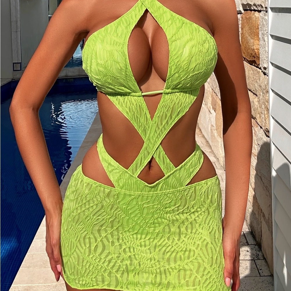 Bathing suit and cover up skirt